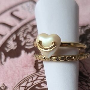 Y2K Juicy Couture Limited Edition Pearl Heart Ring Set